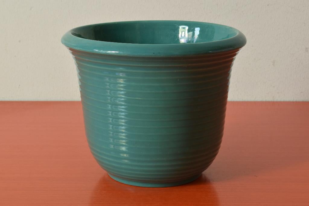 Grote retro vintage geribbelde jaren 50 / jaren 60 bloempot, Antiek en Kunst, Antiek | Keramiek en Aardewerk, Ophalen of Verzenden