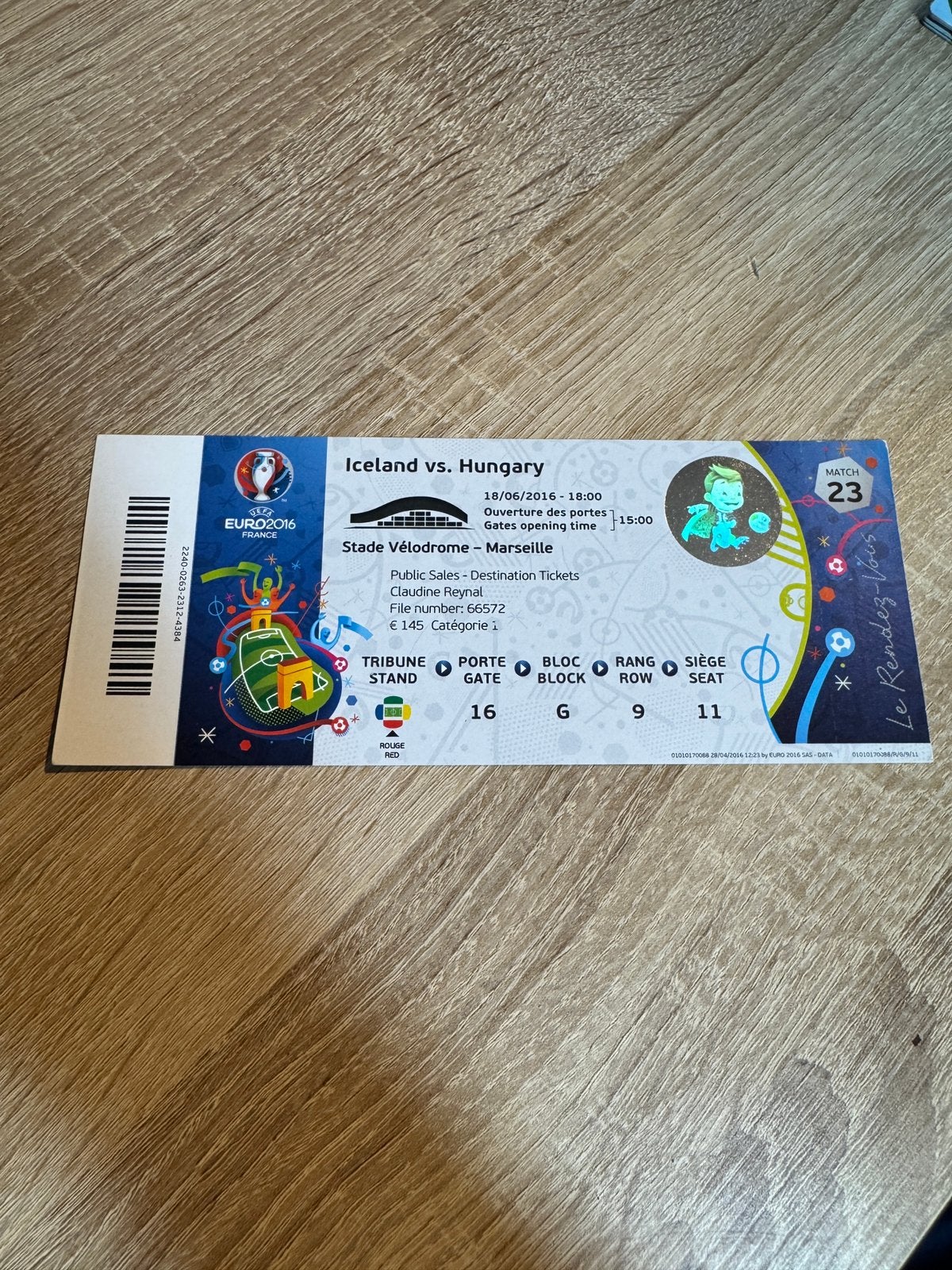 EK2016 Ijsland - Hongarije Ticket, Ophalen of Verzenden, Gebruikt, Overige binnenlandse clubs