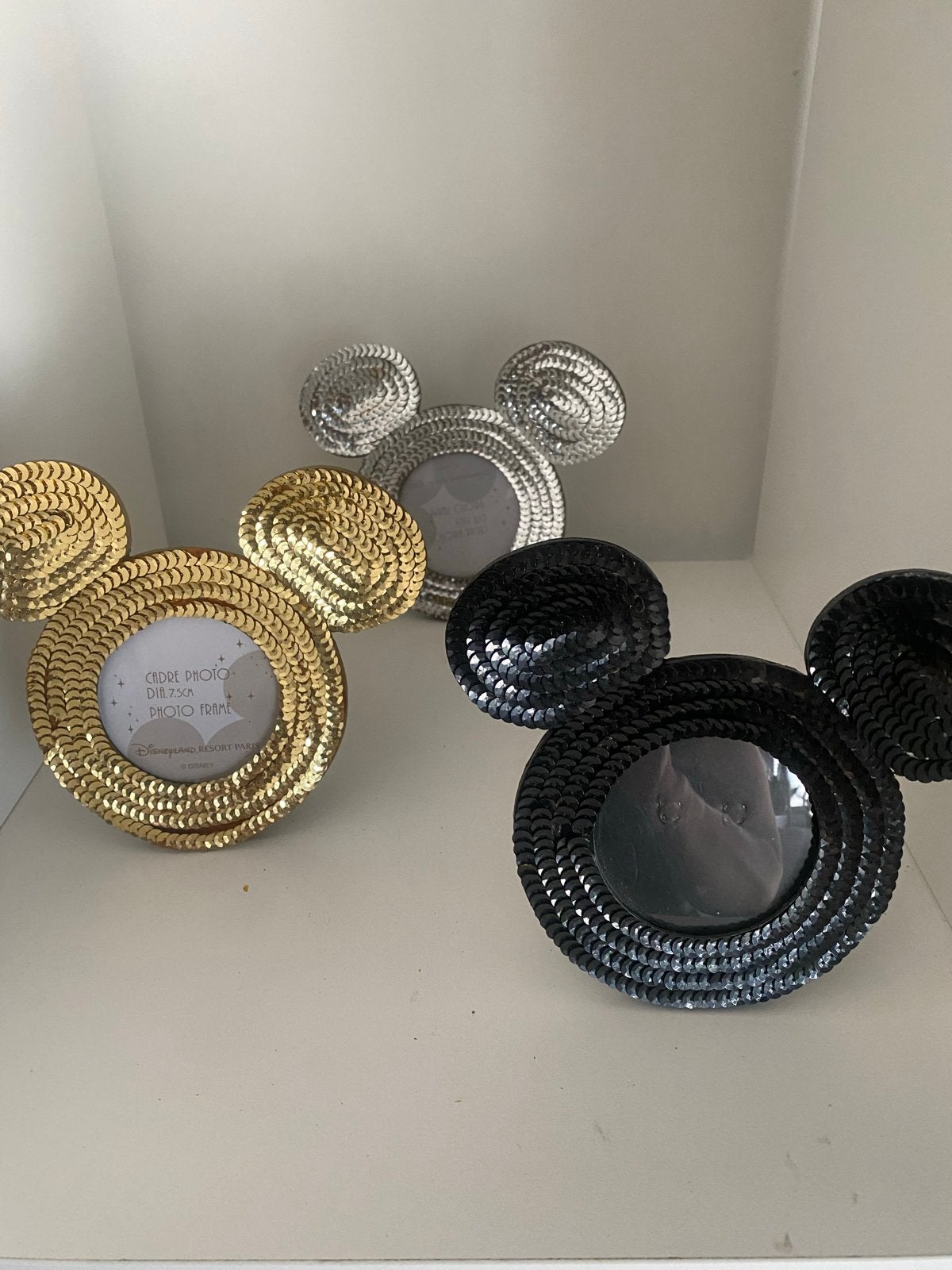 Mickey Mouse Fotolijstjes - Zwart, Goud, Zilver set van 3, Kunststof, Gebruikt, Verzenden, Fotolijst