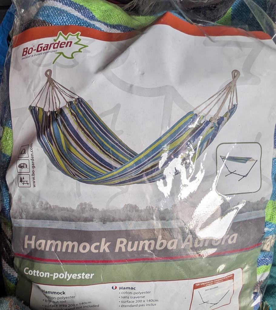 Bo-Garden Hangmat Rumba Aurora Katoen-Polyester, Ophalen of Verzenden, Nieuw, Eenpersoons, Binnen