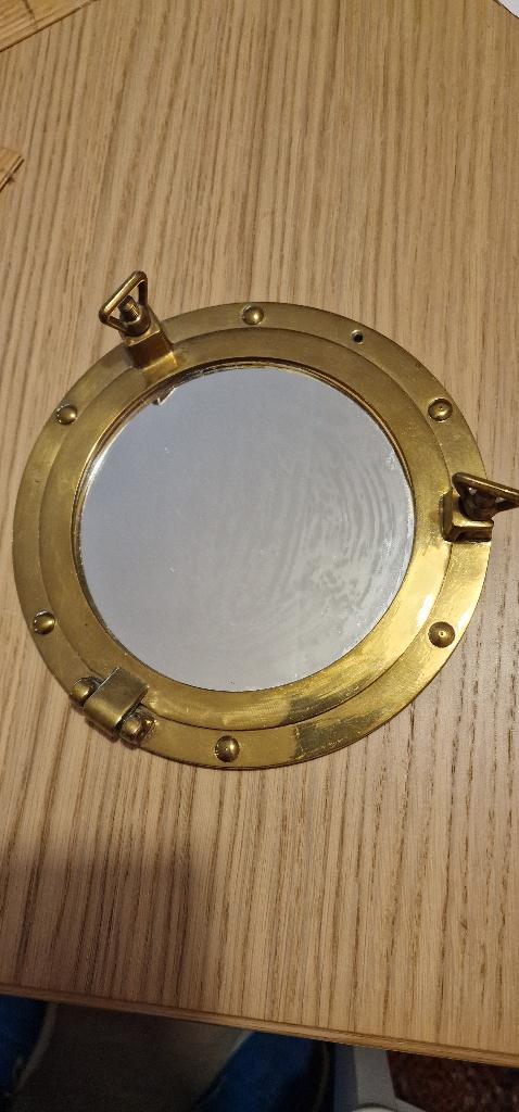 Messing patrijspoort spiegel - Nautische decoratie, Ophalen of Verzenden, Zo goed als nieuw, Overige typen