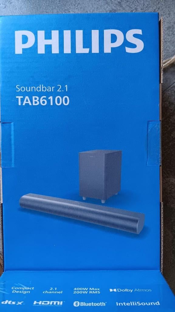 Philips Soundbar 2.1 TAB6100, Audio, Tv en Foto, Soundbars, Nieuw, Bluetooth, Ophalen of Verzenden