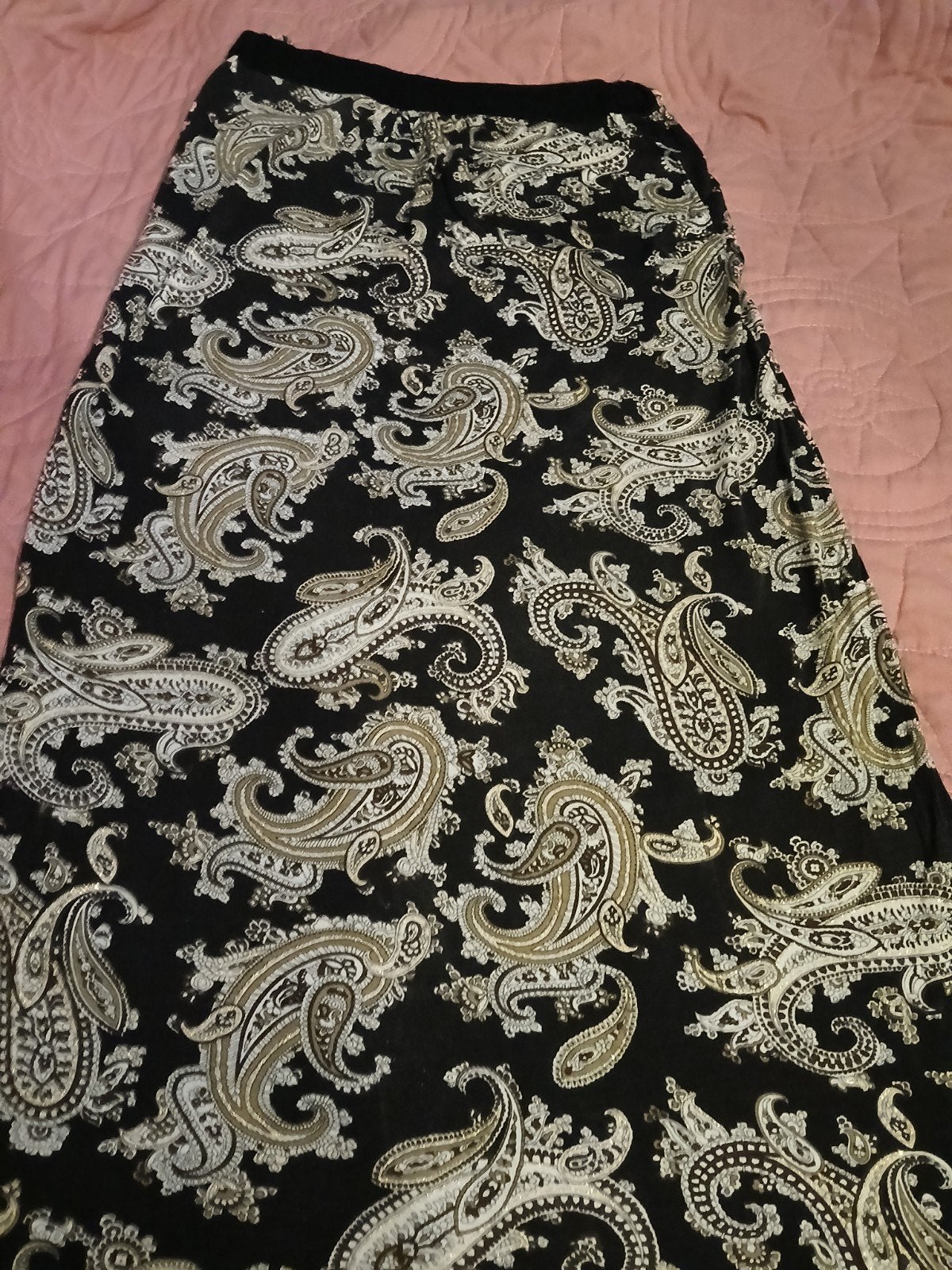Zwarte maxi-rok met paisleyprint, Kleding | Dames, Maat 38/40 (M), Zwart, Ophalen of Verzenden, Onbekend