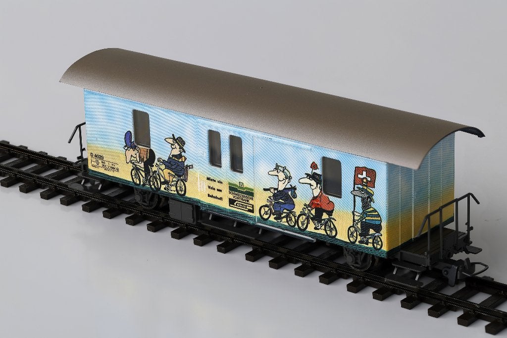 Bemo Rh.B. 2-Assige 'Fahrrad / Velowagen' - D 4029 (H0m), Overige merken, Gelijkstroom, Ophalen of Verzenden, Analoog