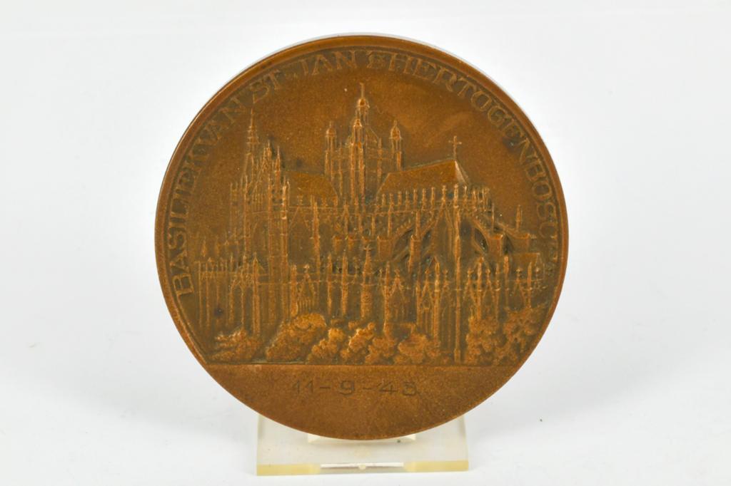 BRONZEN PLAQUETTE  S,HERTOGENBOSCH  11-9-43, Ophalen of Verzenden, Brons