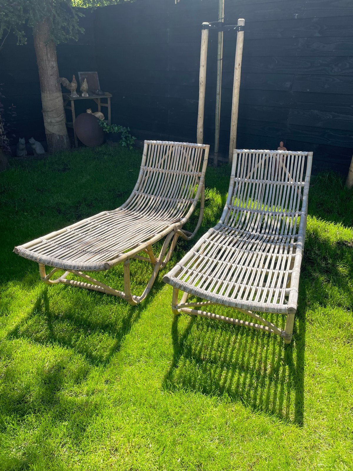 2x Bamboe ligstoelen met kussens - Hartman, Tuin en Terras, Ligbedden, Ophalen, Gebruikt, Overige materialen