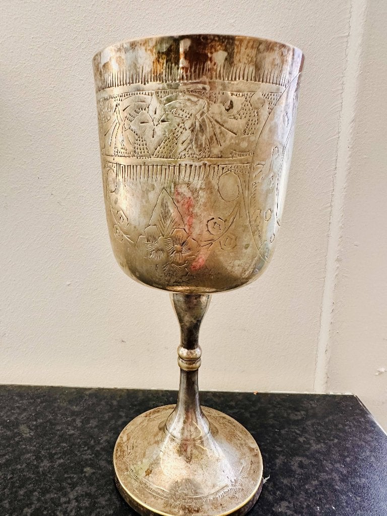 Schitterende vintage gezilverde kelk, Ophalen of Verzenden