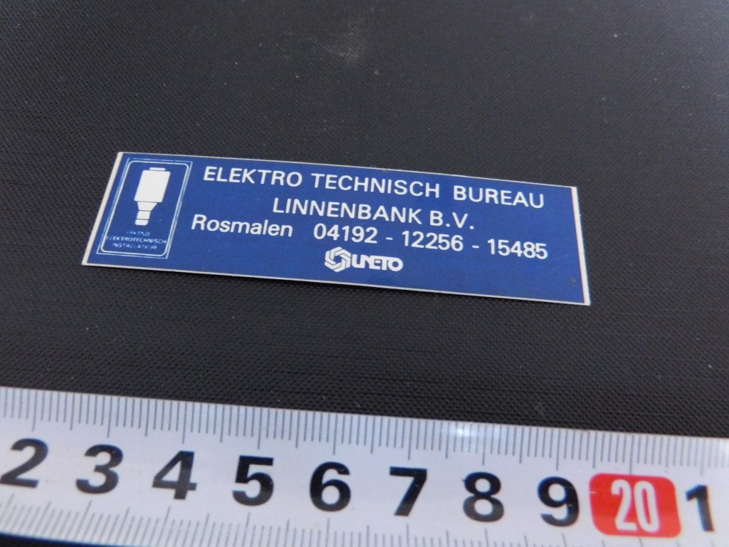 sticker Rosmalen Elektro Technisch Bureau LINNENBANK BV, Ophalen, Zo goed als nieuw