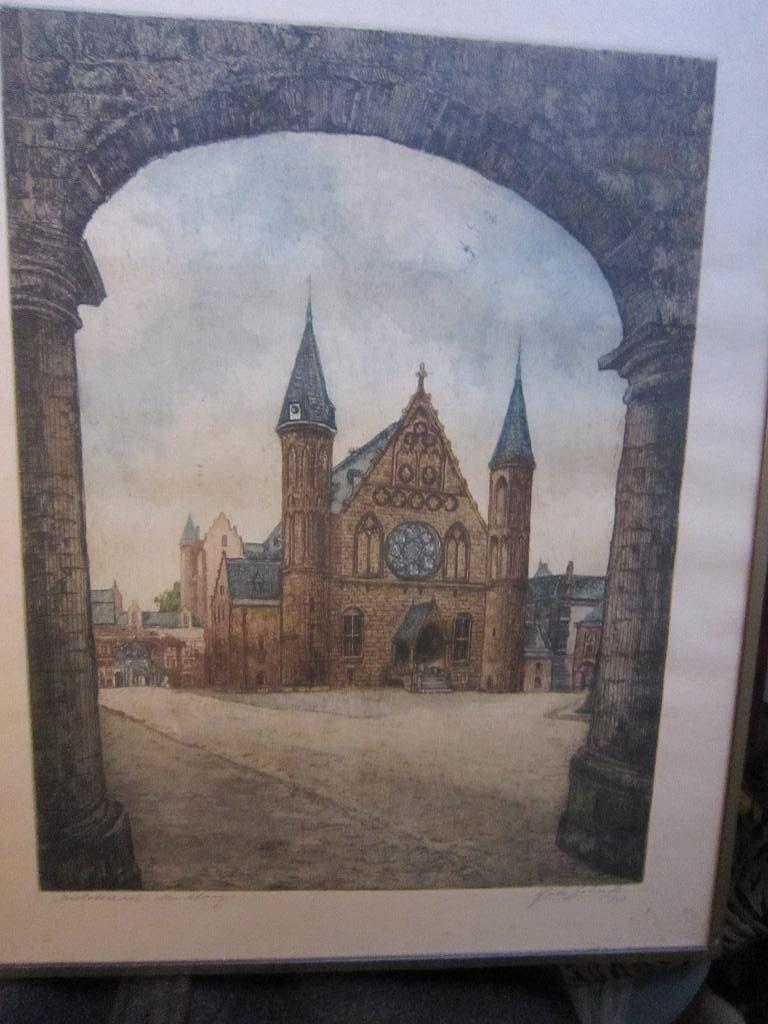 RIDDERZAAL, den Haag, Goede kleurets op 1 Blad Joh Scherft, Antiek en Kunst, Ophalen of Verzenden, Ets