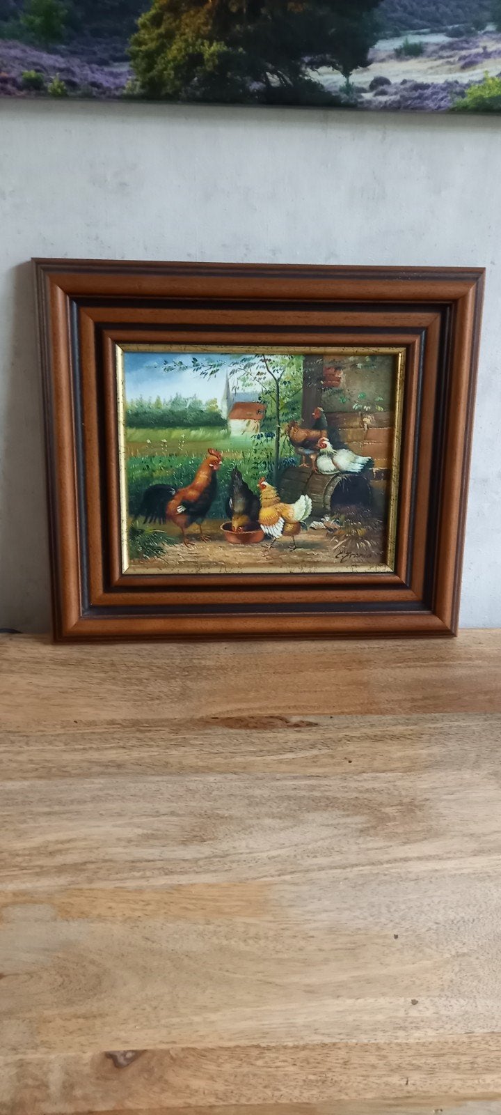 kippen schilderijtje van C.Franco, Ophalen, Minder dan 50 cm, Schilderij