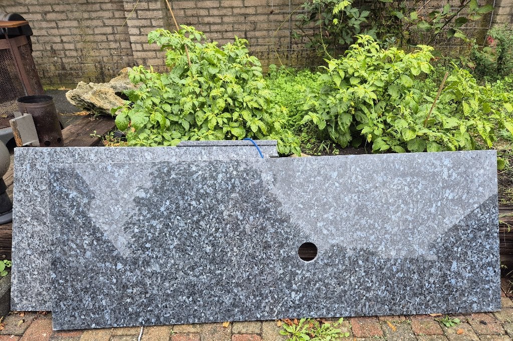 TE KOOP: Granieten aanrechtblad / werkblad - Blauw/Grijs, Ophalen, Gebruikt, 150 tot 200 cm, Minder dan 100 cm