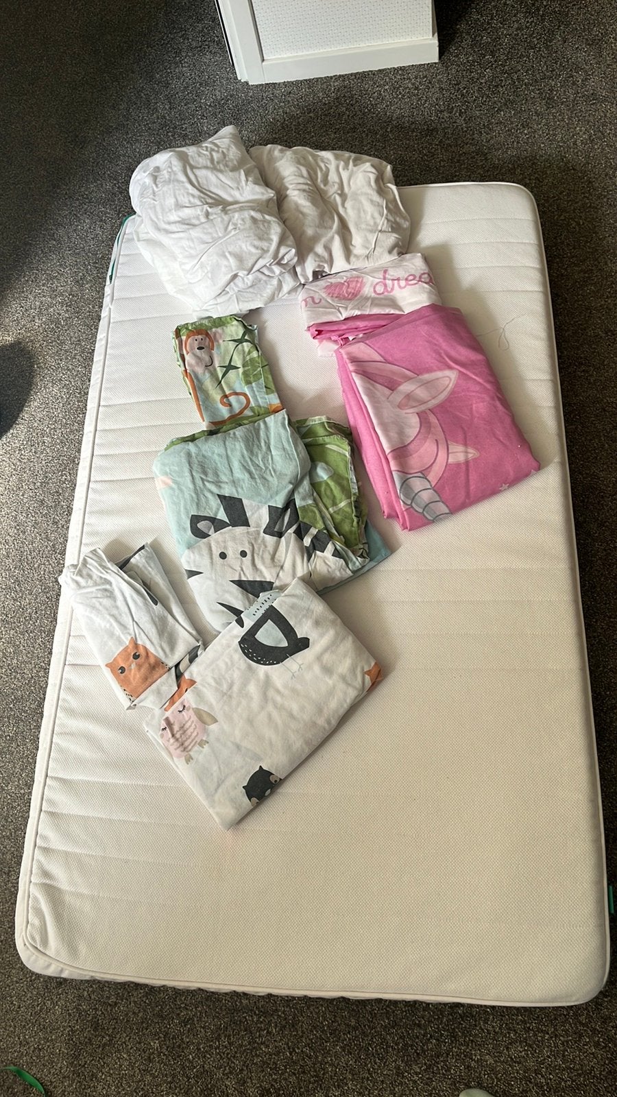 Matras 80x135 + beddengoed, Ophalen, Gebruikt, Dekbedovertrek, Kinderbed