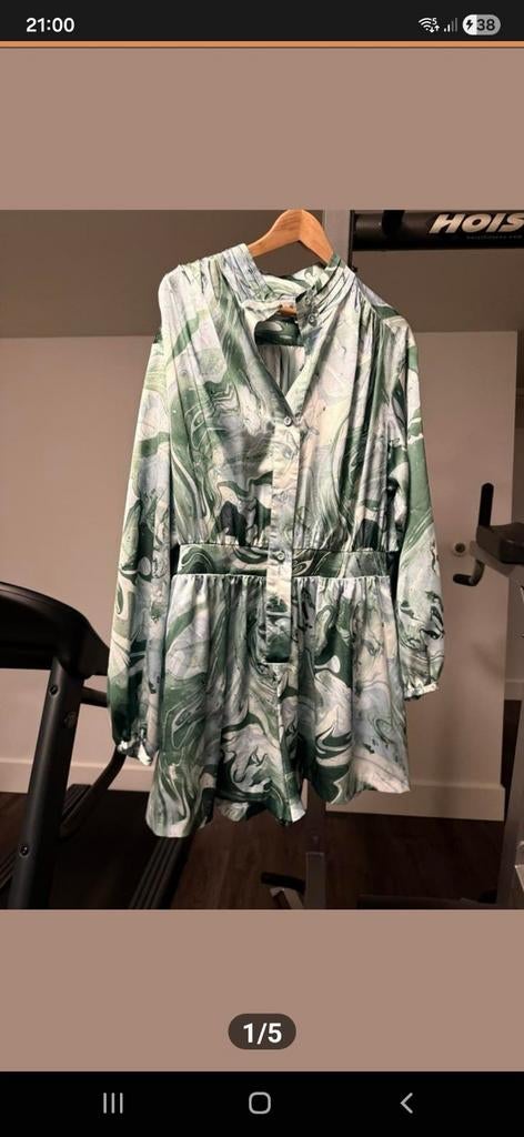 Guess jumpsuit maat L - Groen/wit marmerprint, Guess, Maat 42/44 (L), Ophalen of Verzenden, Zo goed als nieuw