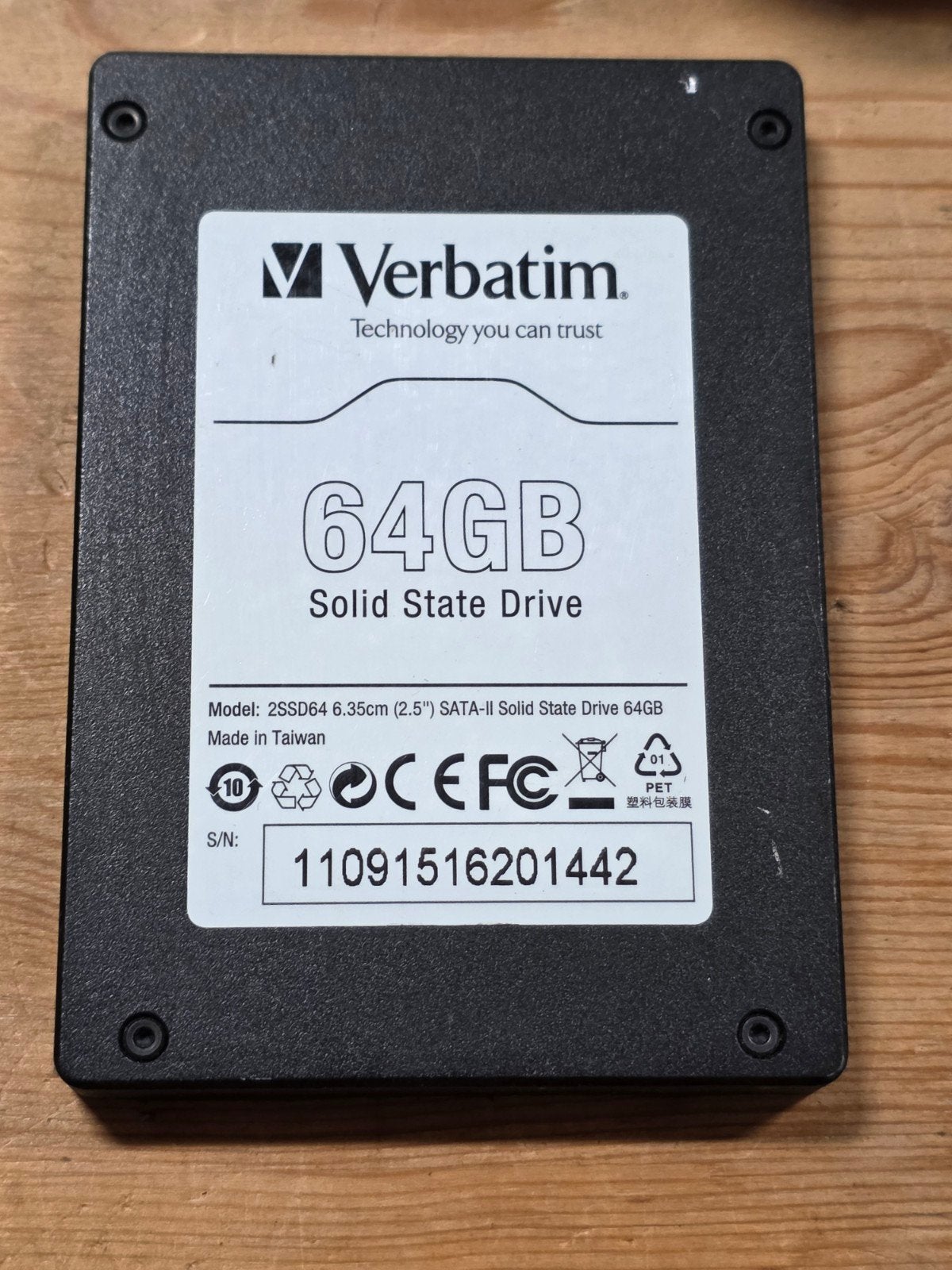 Verbatim 64gb laptop ssd hdd hardeschijf, Intern, Gebruikt, Ophalen of Verzenden, Laptop