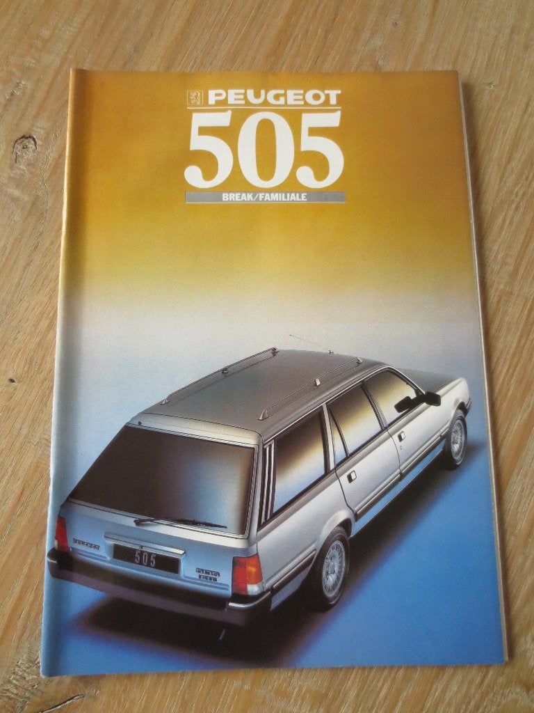 Autofolder: Peugeot 505 Break/Familiale. Folder uit 1988, Ophalen of Verzenden, Nieuw, Peugeot