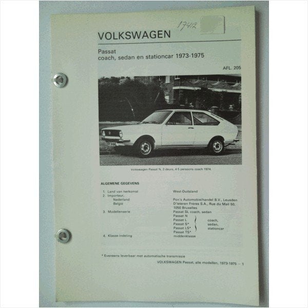 Volkswagen Passat Vraagbaak losbladig 1973-1975 #2 Nederland, Ophalen of Verzenden, Gelezen, Volkswagen
