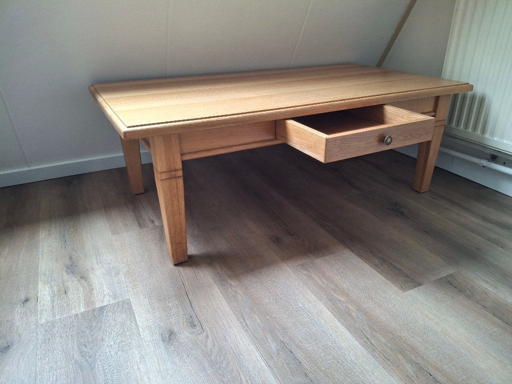 Blank eiken salontafel, Ophalen, Gebruikt, 100 tot 150 cm, Eikenhout