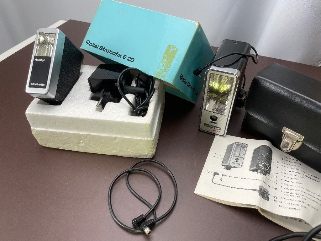2x Vintage flitsers: Metz 185 en Rollei Strobofix E20, Ophalen of Verzenden, Zo goed als nieuw, Metz