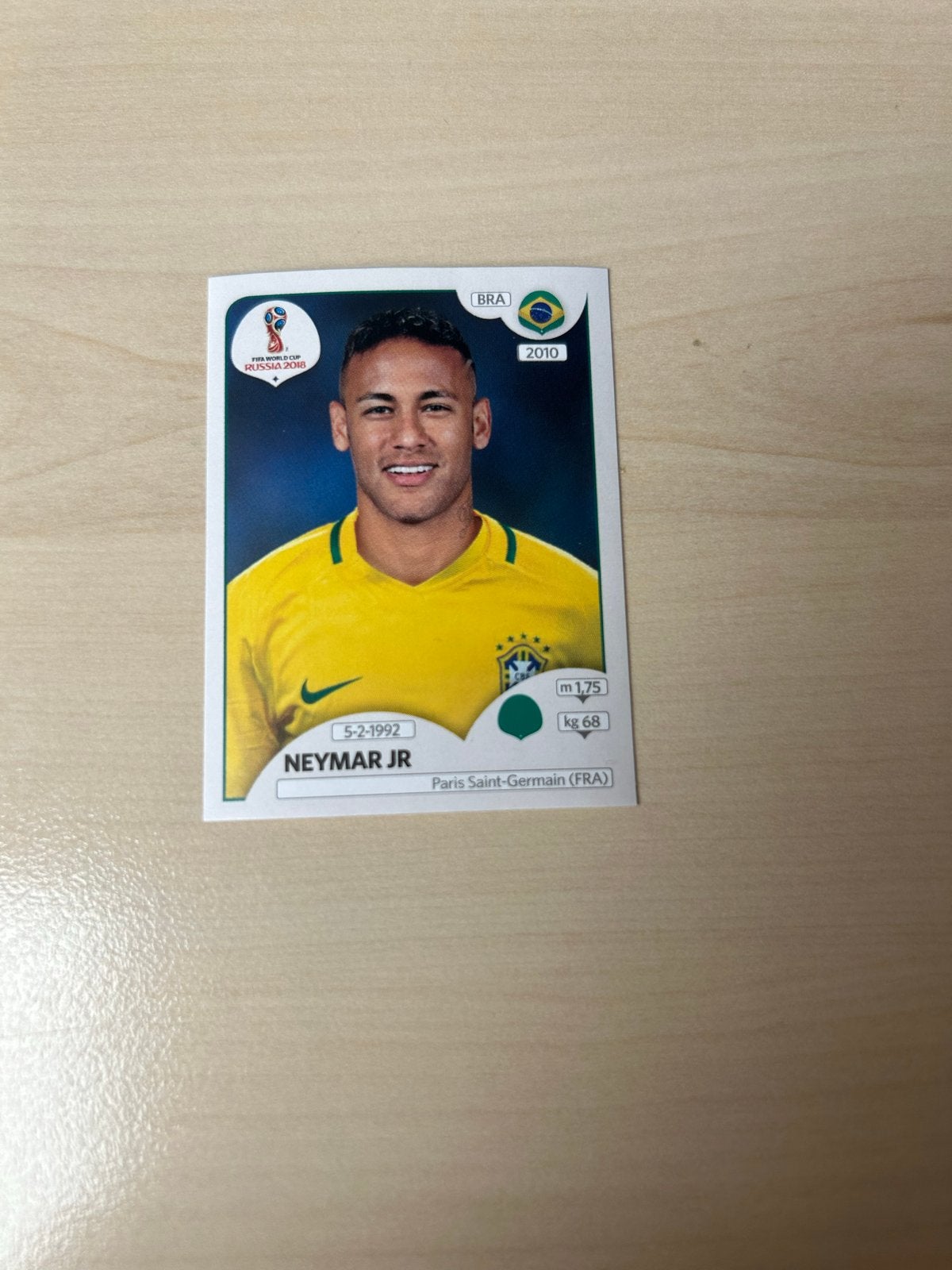 Neymar Jr. Panini WK 2018 Sticker - Brazilie, Ophalen of Verzenden, Zo goed als nieuw, Sport