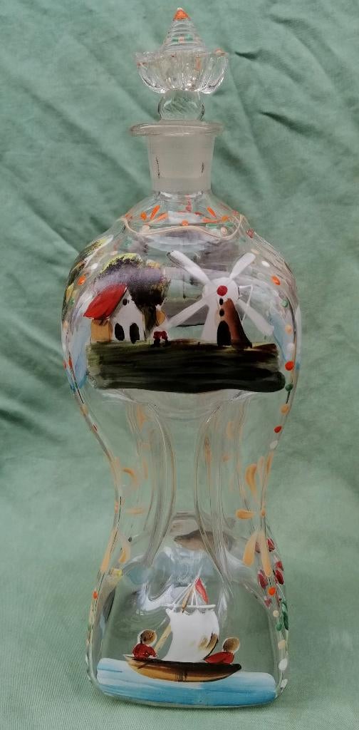 Jenever knijpfles - Glas, Emaille Beschilderd, Antiek en Kunst, Antiek | Glas en Kristal, Ophalen of Verzenden