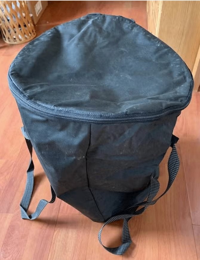 Zwarte drumtas, tas drum; 35 cm doorsnee, 45 cm hoog, Ophalen of Verzenden, Gebruikt, Overige soorten