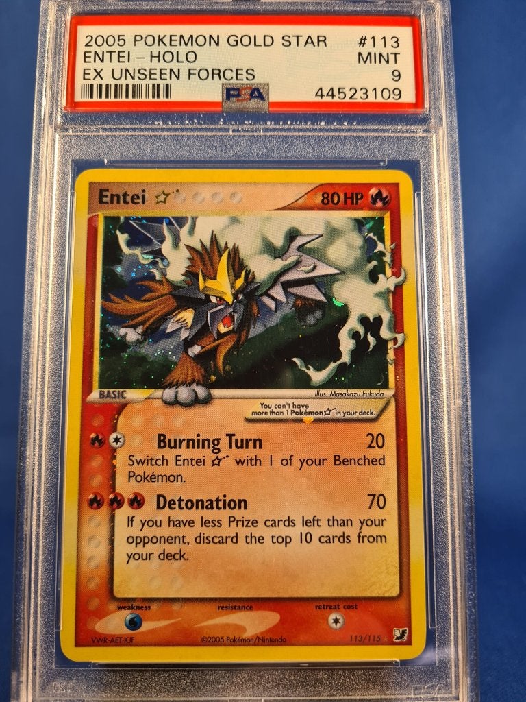 Entei  [Gold Star] 113/115 - Unseen Forces (PSA 9, Verzenden, Gebruikt