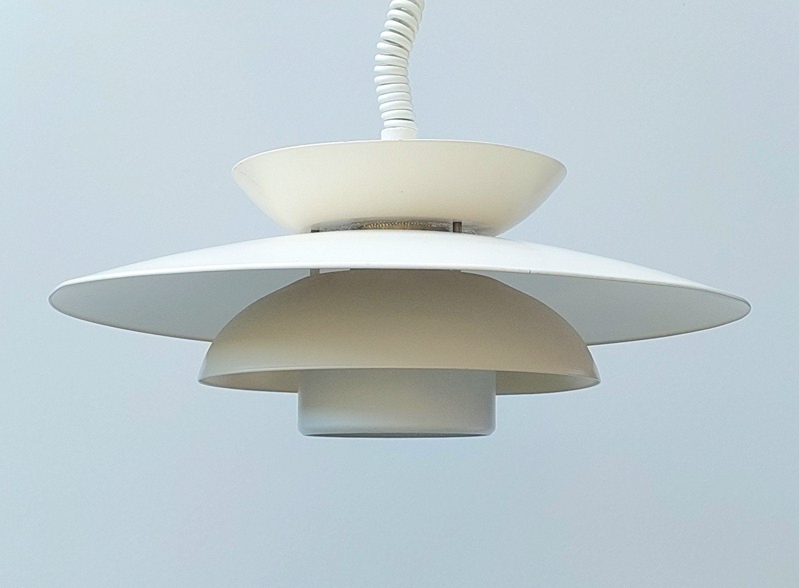 Vintage Deense Design Hanglamp Verstelbaar Danisch Design, Huis en Inrichting, Ophalen, Gebruikt, Kunststof, Deens Design Sixties Seventies