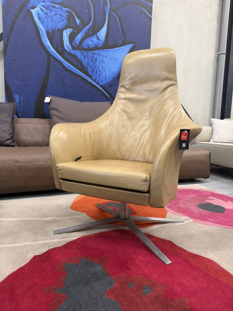 Montis Marvin Relax fauteuil bruin Aniline leer Design stoel, Ophalen of Verzenden, Zo goed als nieuw, Montis, 50 tot 75 cm