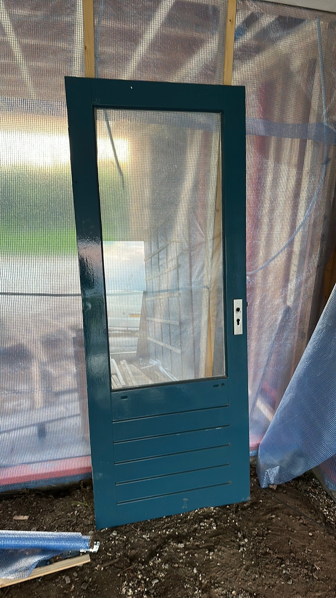 Hardhouten achterdeur met dubbel glas, Ophalen, 200 tot 215 cm, Glas, Buitendeur