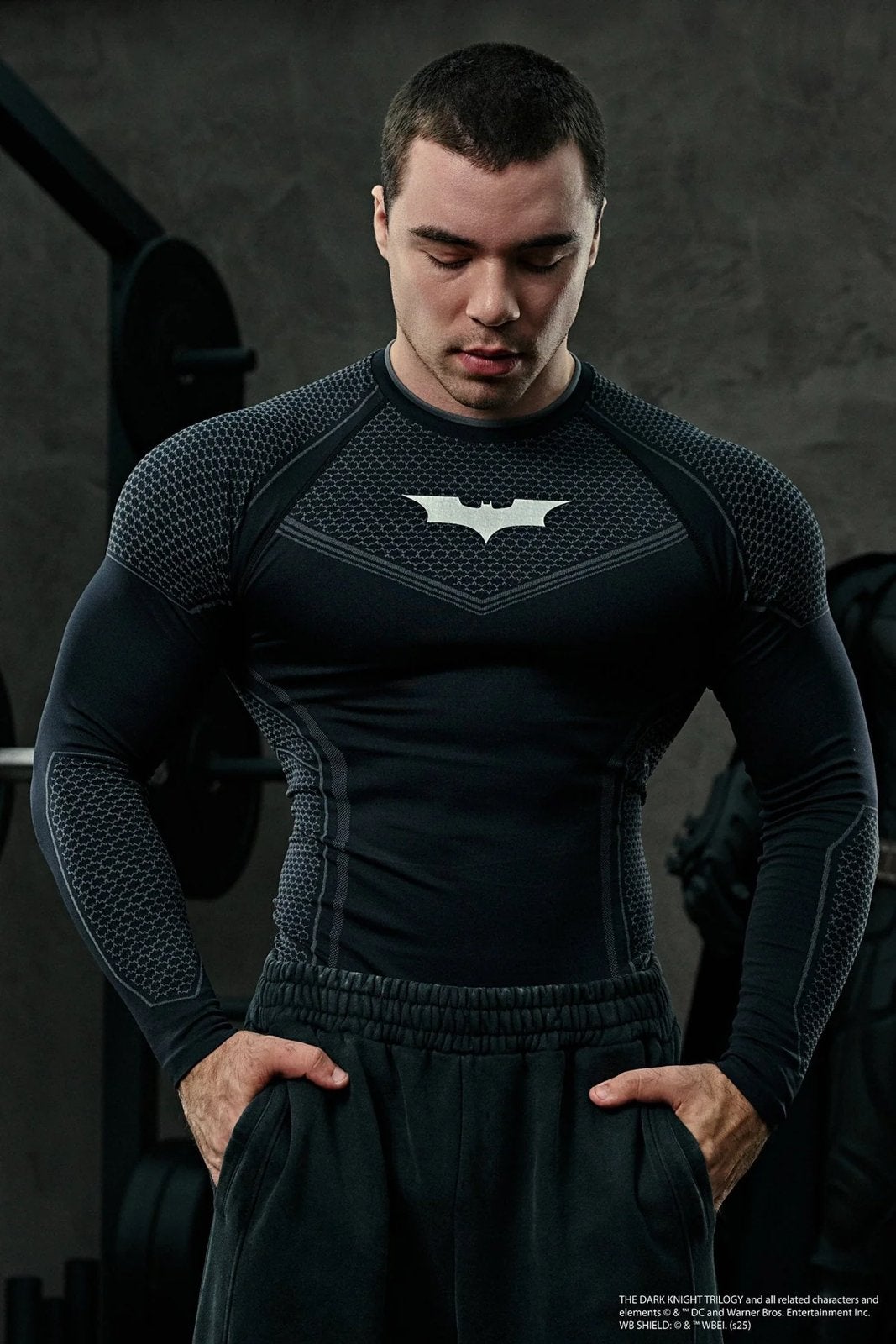 YoungLA x Batman compression longsleeve Black M, Fitness, Maat 48/50 (M), Zwart, Nieuw