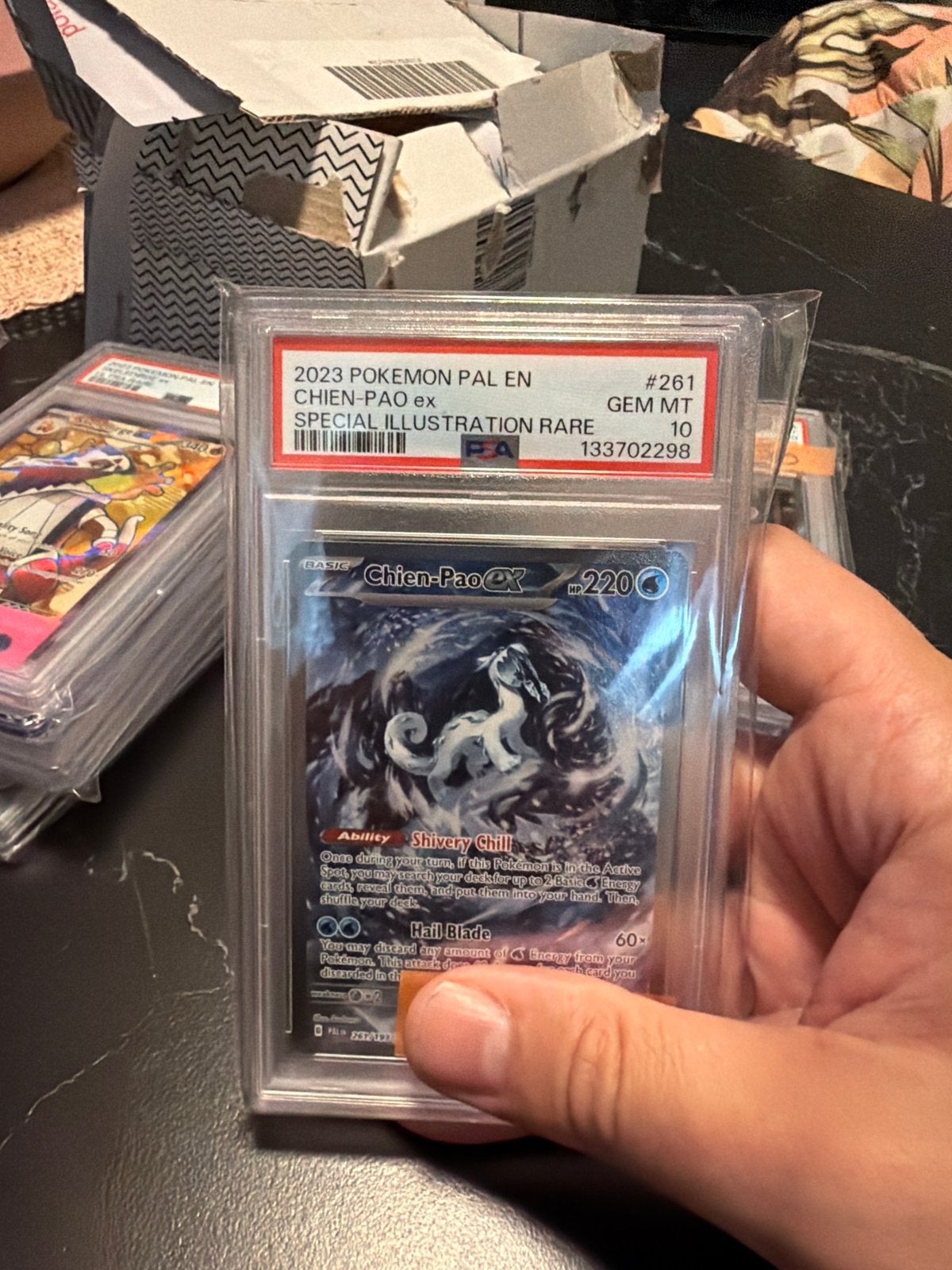 PSA 10 Chien-Pao ex Special Illustration Rare Pokémon Kaart, Ophalen of Verzenden, Nieuw, Losse kaart