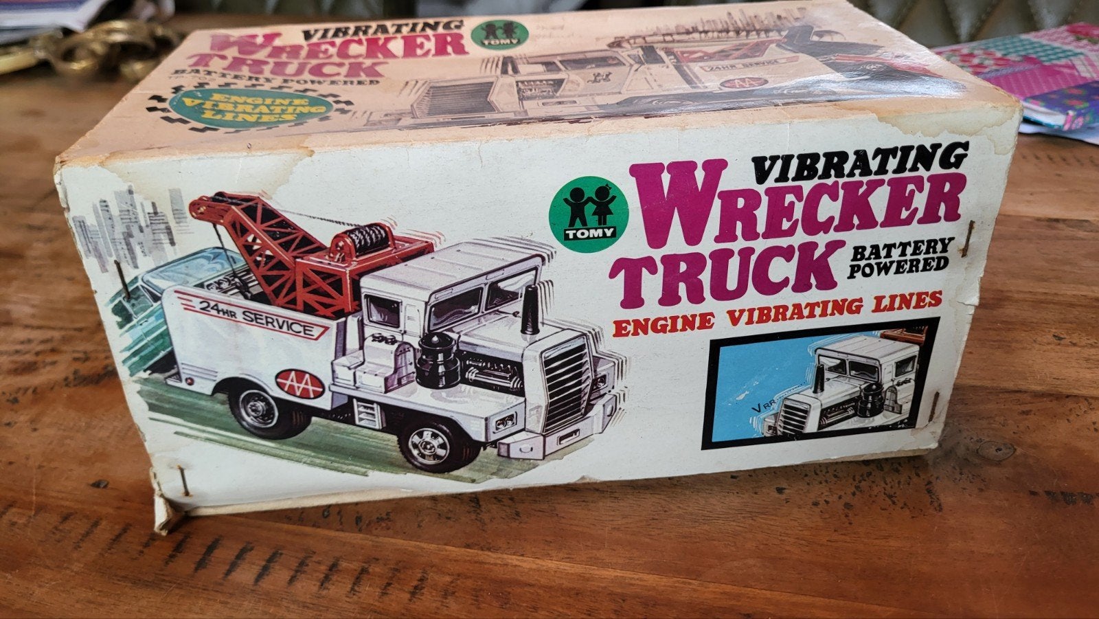 Vintage Tomy Vibrating Wrecker Truck - Batterij Aangedreven, Ophalen of Verzenden, Gebruikt