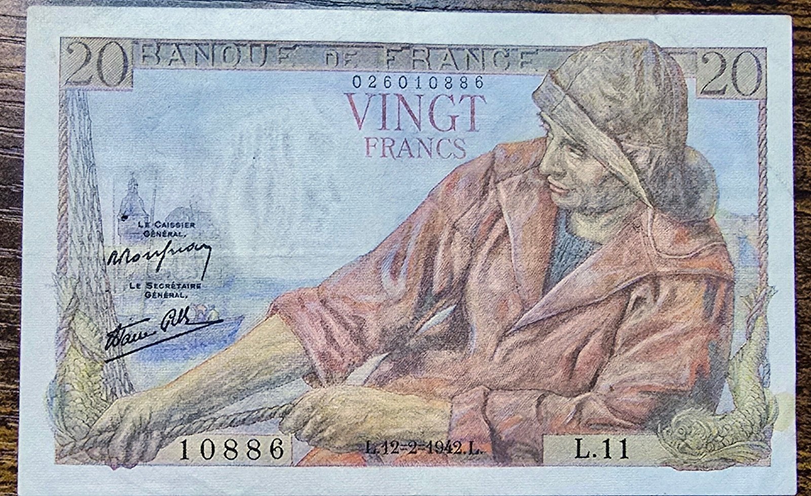 Zeldzaam Frans 20 Francs biljet uit 1942, Ophalen of Verzenden