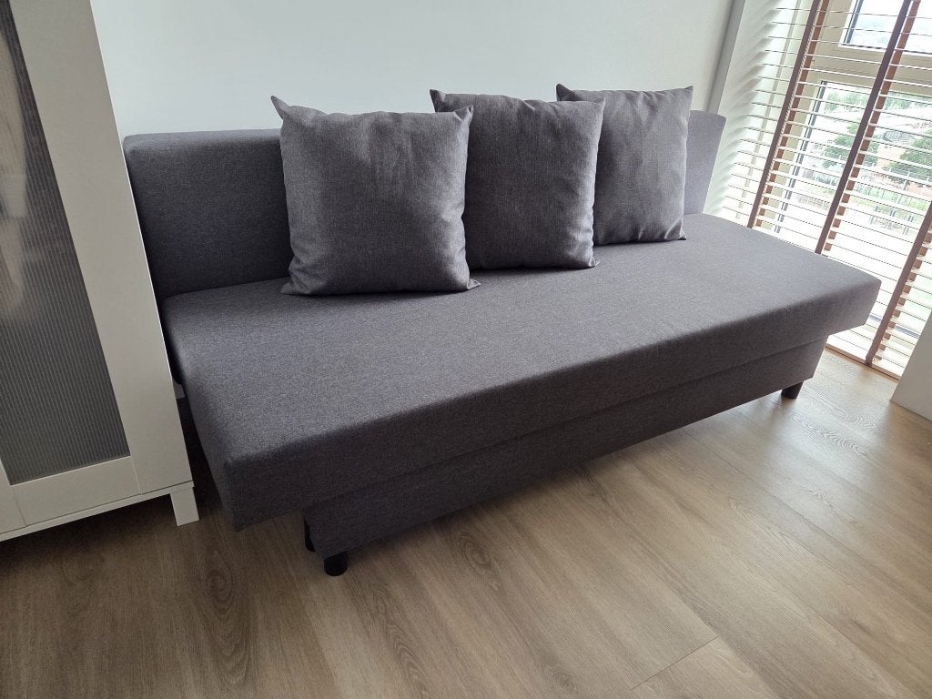 Slaapbank met opbergruimte, 190x85/130 cm, in nieuwstaat, Ophalen, 90 cm, Tweepersoons, 190 cm of minder