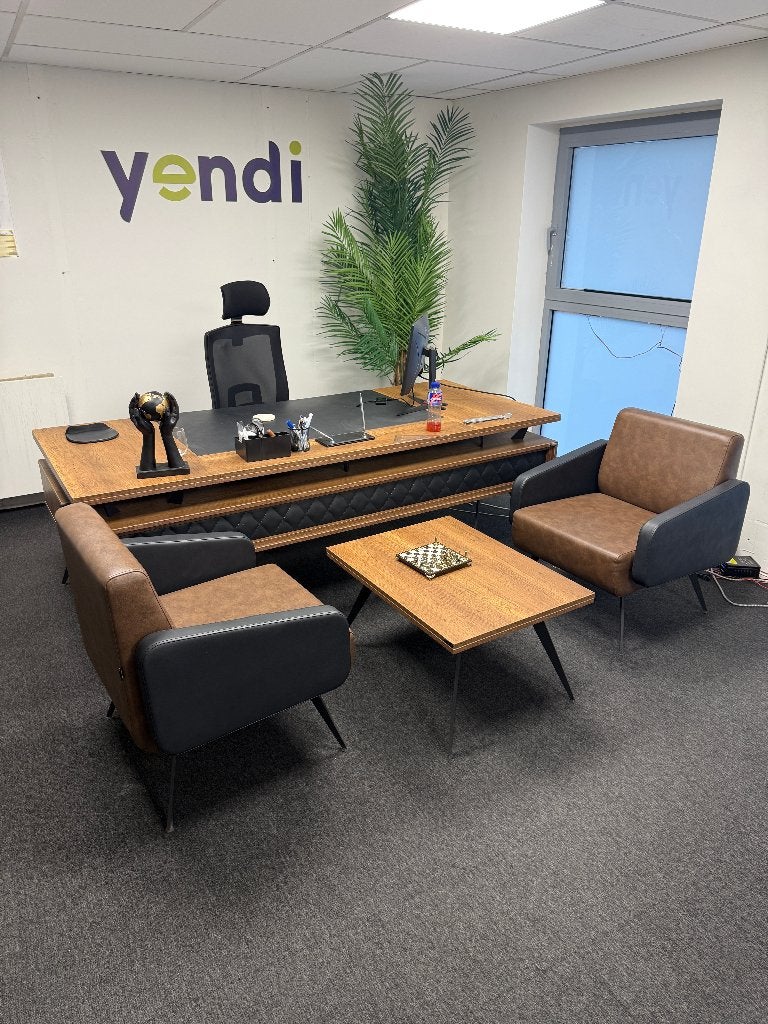 Set van kantoor bureau meubels bijna nieuw, Ophalen, Zo goed als nieuw, Bureau-kast combinatie