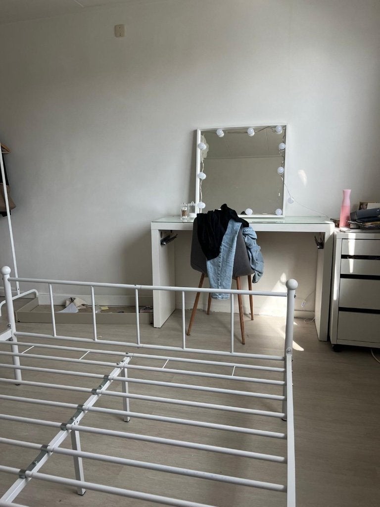 Mooi 2 persoonsbed, twijfelaar (140x200cm), Huis en Inrichting, Ophalen, Gebruikt, Wit, 140 cm