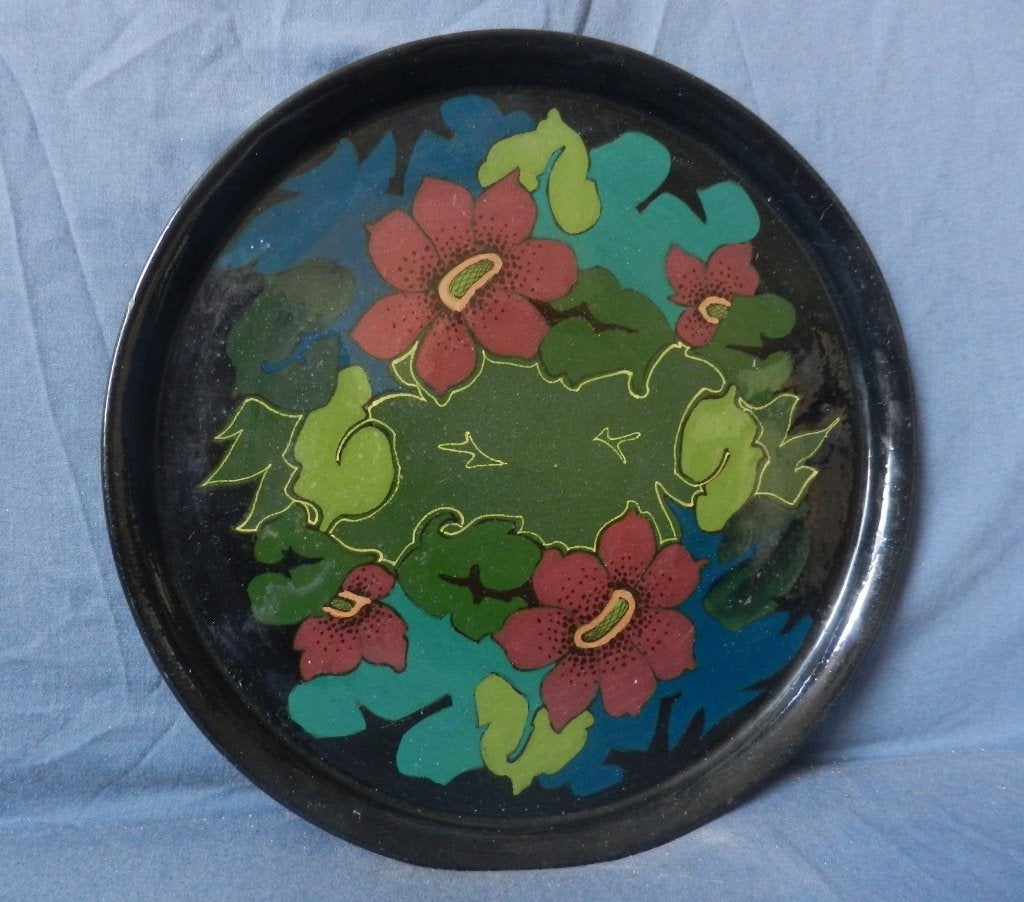 Plateel ronde schaal met decor Flora door De Iris Gouda d 30, Ophalen of Verzenden
