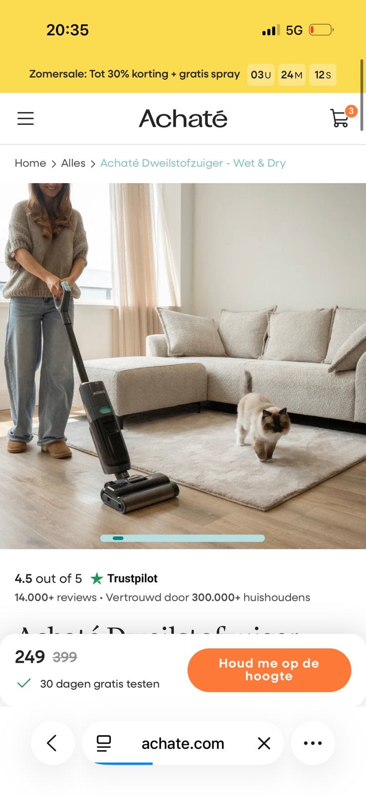 Achate dweilstofzuiger, Ophalen, Zo goed als nieuw, Robotstofzuiger