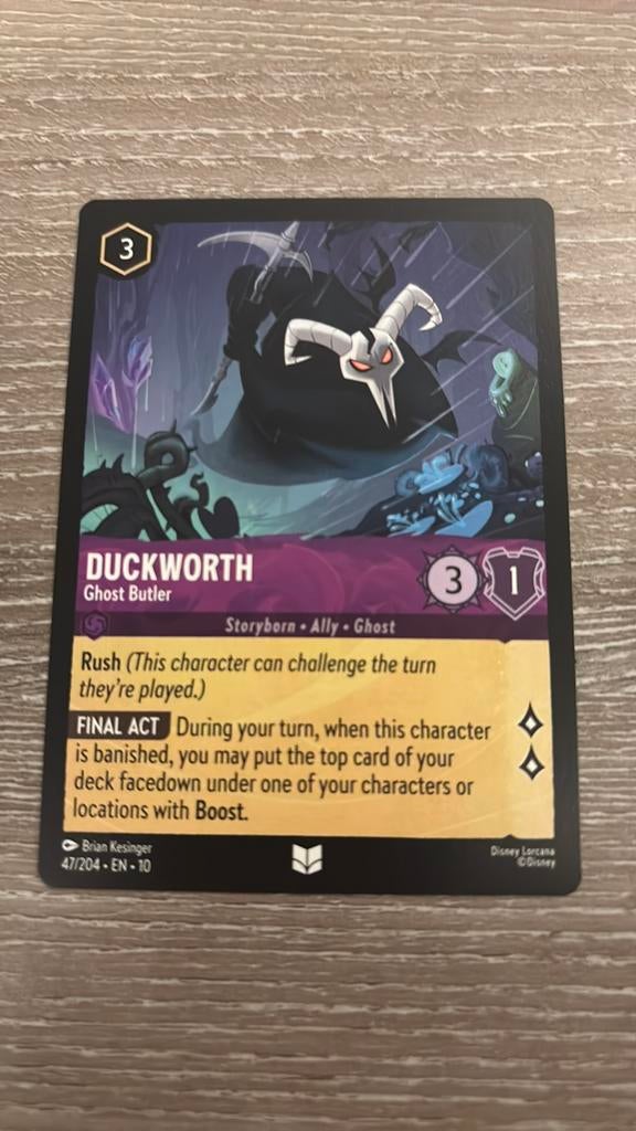 Disney Lorcana Duckworth ghost butler 47-204 10WHI nonfoil, Ophalen of Verzenden, Zo goed als nieuw, Losse kaart