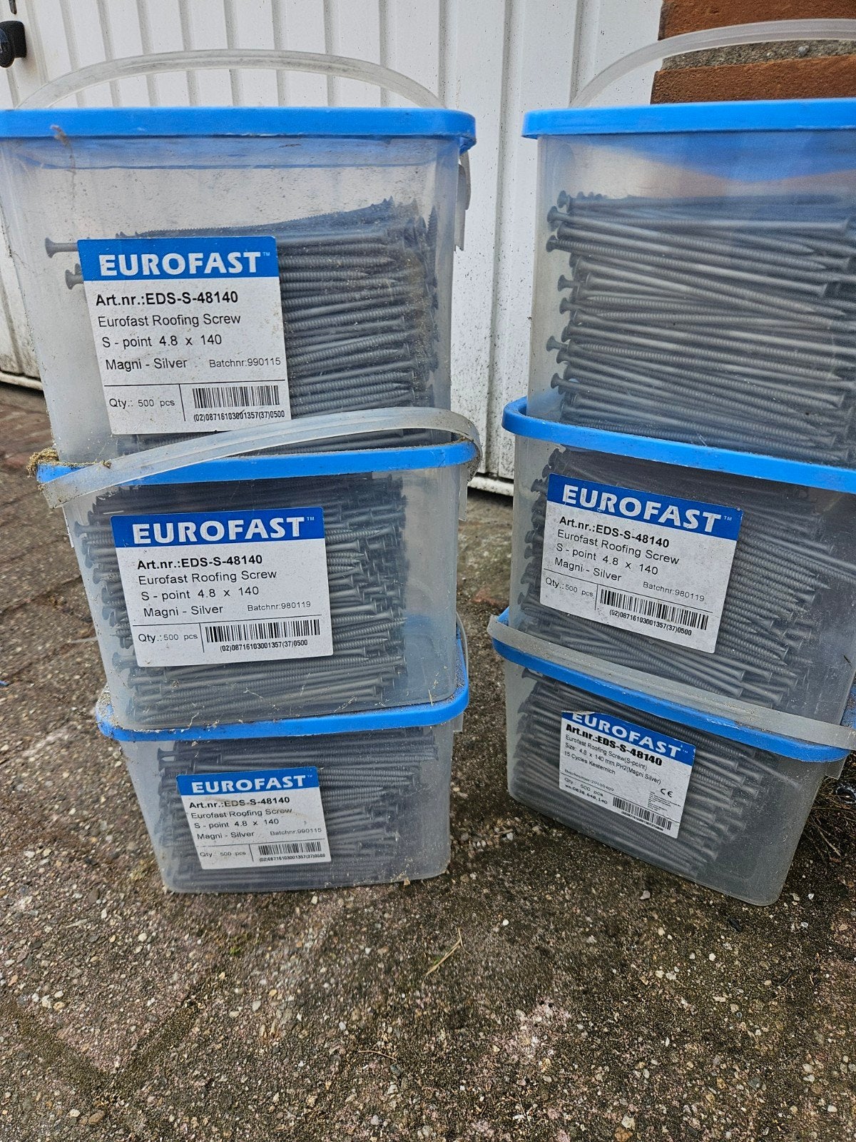 Partij Eurofast dakplaatschroeven en diverse bevestigings, Ophalen, Nieuw, 100 tot 250 mm, Schroeven