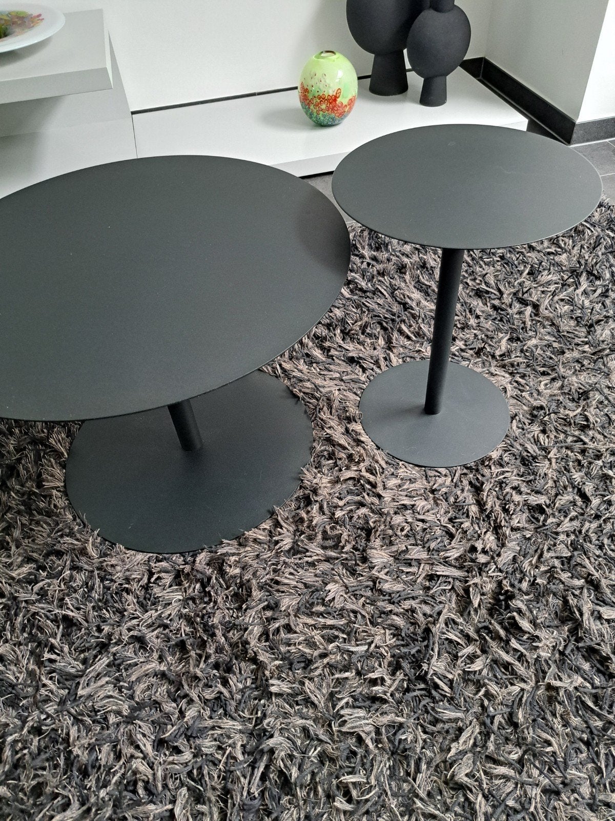 zwart metalen salontafel set, Ophalen, Minder dan 55 cm, Metaal of Aluminium, Rond