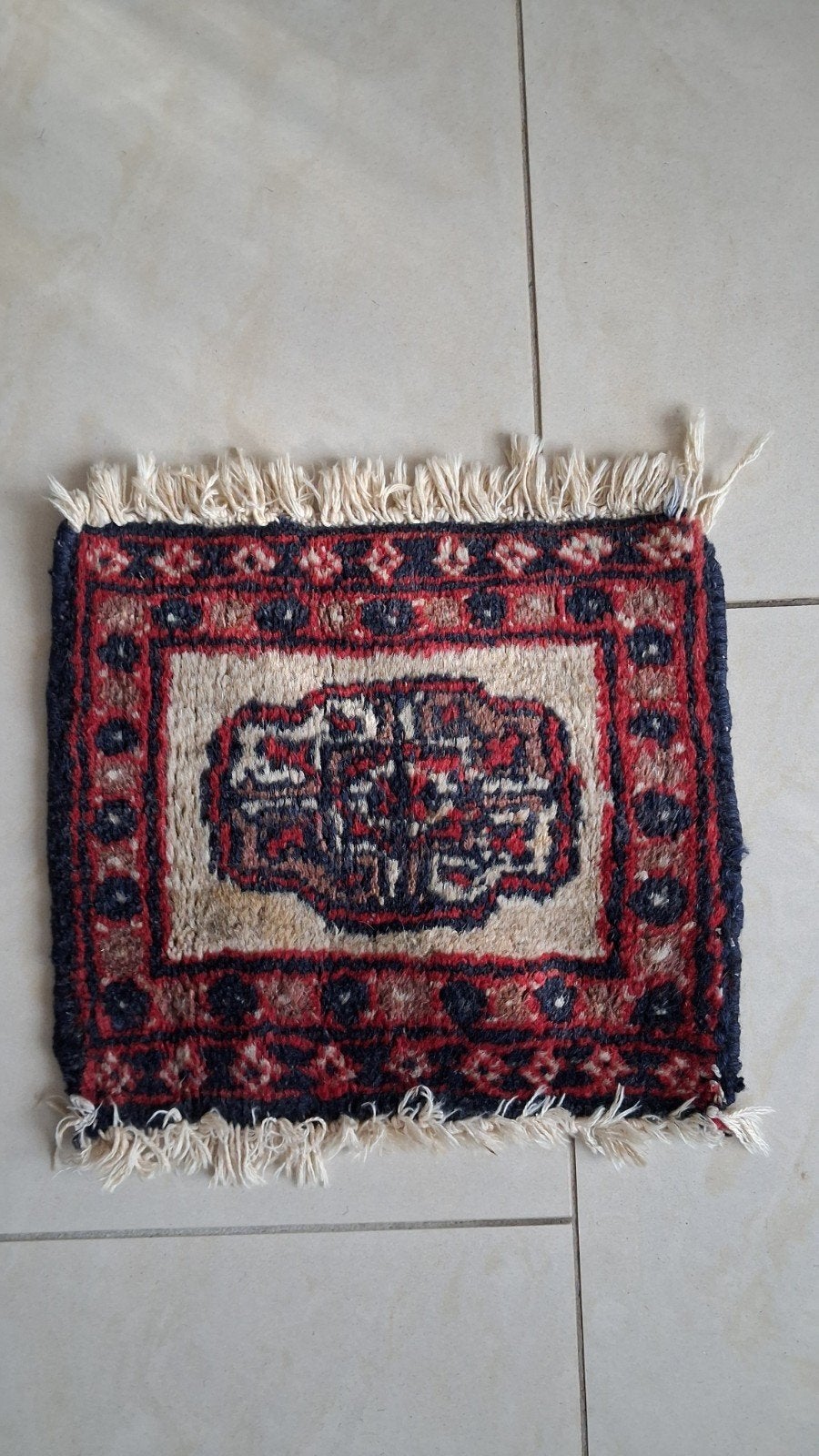 Perzisch kleedje 31x27 cm, Minder dan 50 cm, Gebruikt, Blauw, Minder dan 50 cm