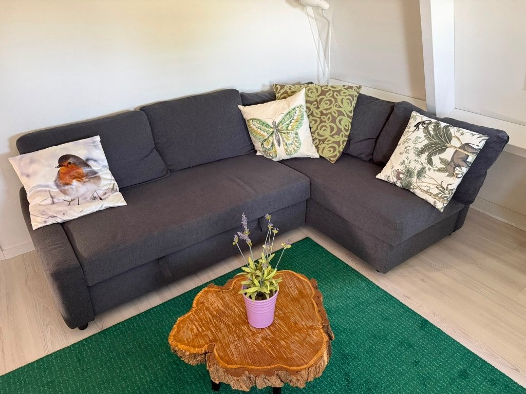 Ikea slaapbank, L bank, helemaal OK, Ophalen, 125 tot 150 cm, Hoekbank, Driepersoons