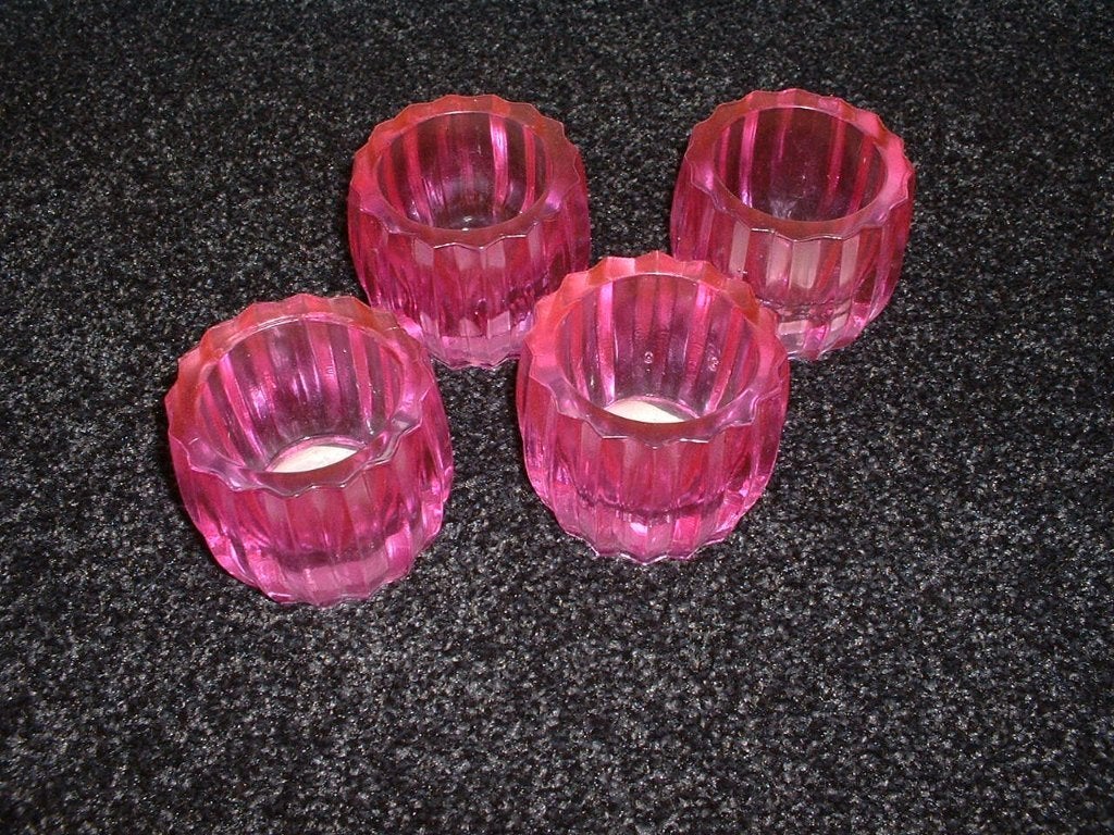 Waxine houders 4 stuks, Ophalen, Waxinelichthouder, Roze, Glas