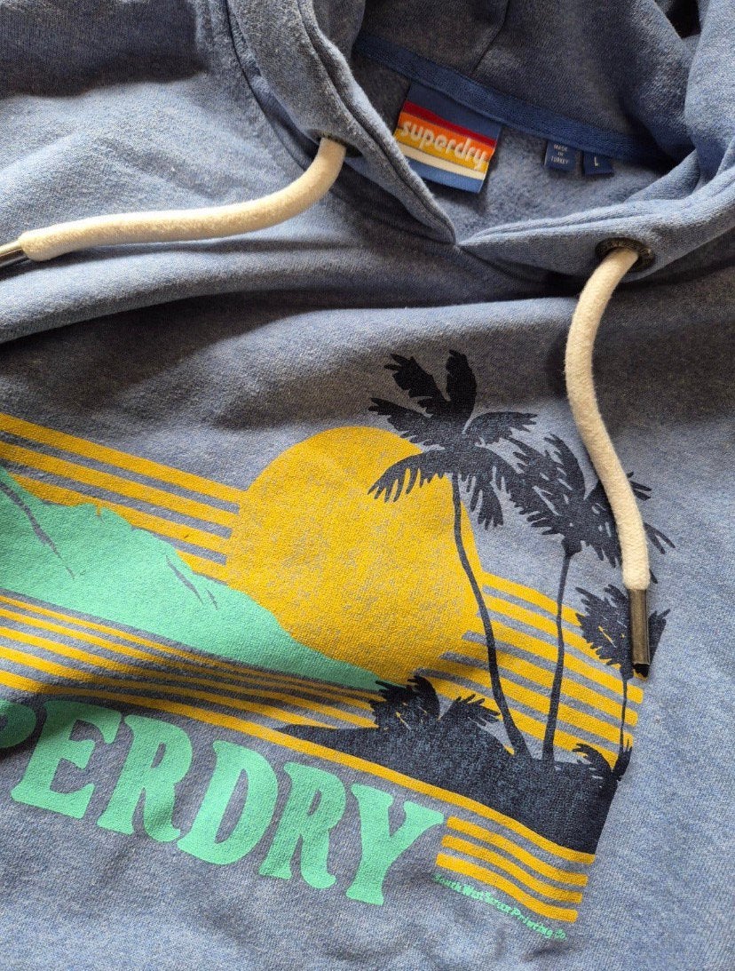 SuperDry hoodie trui sweater maat L, Maat 52/54 (L), Blauw, ., Ophalen of Verzenden