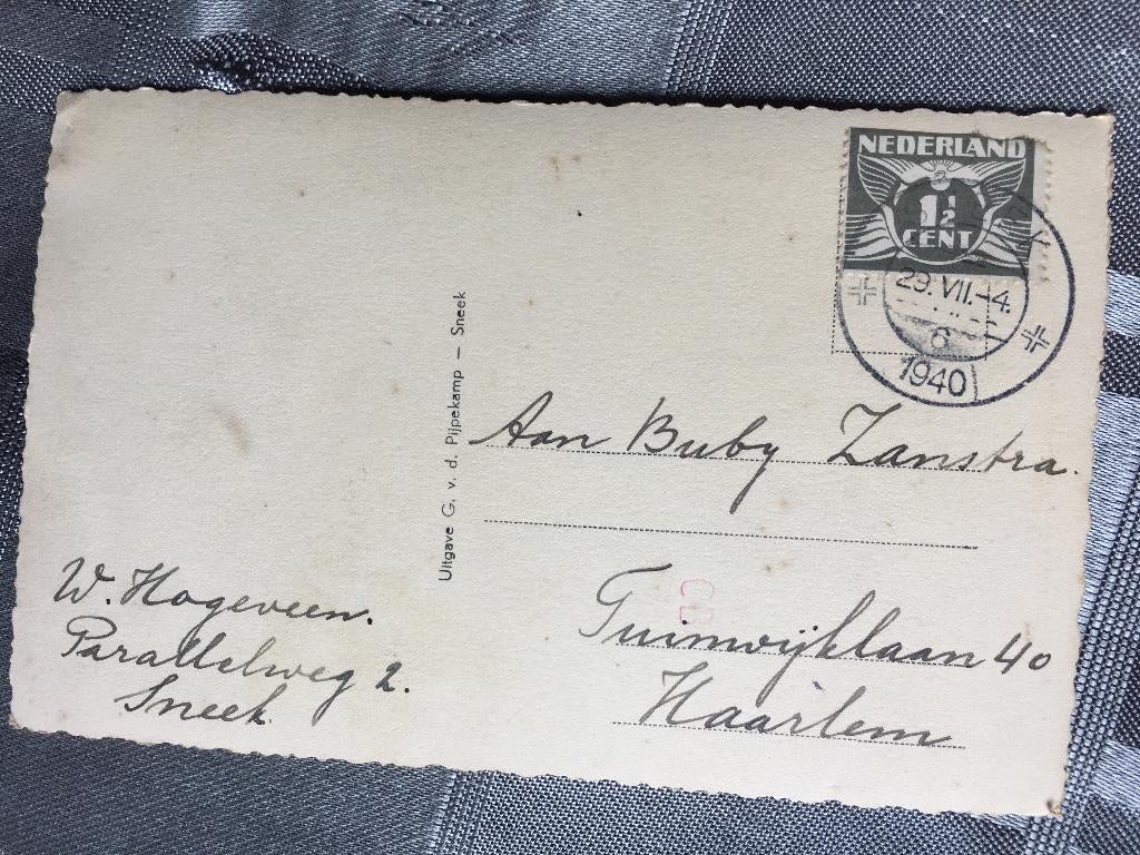 Ansichtkaart Sneek, Fluithuis met Grootzand - 1940 , Verzamelen, Ansichtkaarten | Nederland, Ophalen of Verzenden, 1940 tot 1960