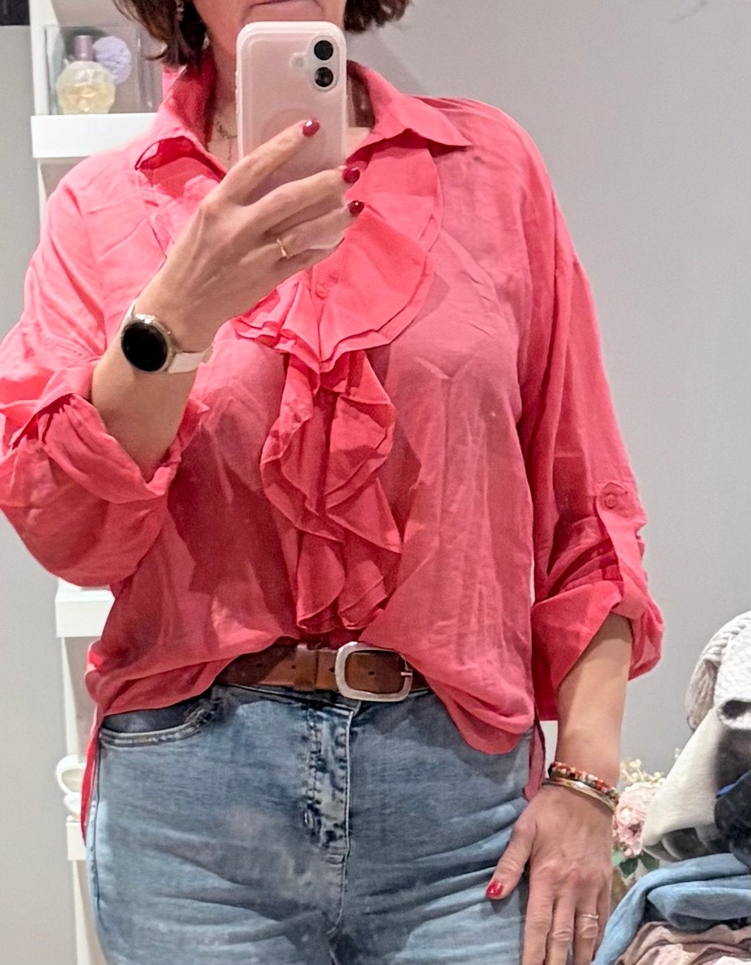 Mosh Mosh Blouse met ruches - XL, Ophalen of Verzenden, Gedragen, Maat 46/48 (XL) of groter, Roze