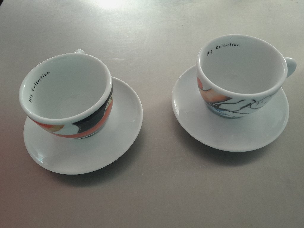 Illy capuchino kop en schotel (2 stuks), art collection, Ophalen, Zo goed als nieuw, Kop(pen) en/of Schotel(s), Porselein