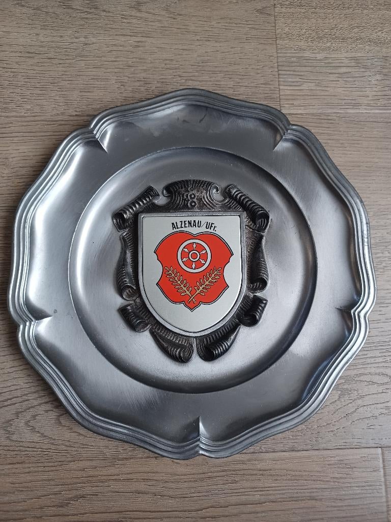 Tinnen bord wapen Alzenau / UFr., Ophalen of Verzenden