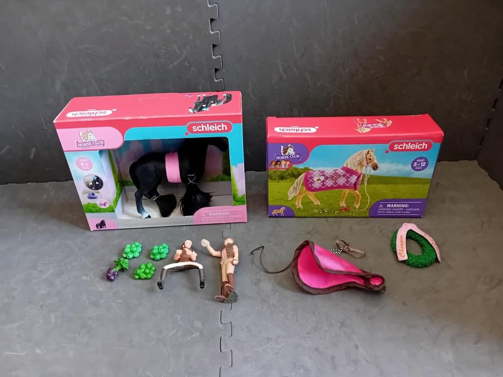 Schleich paarden met ruiter en verzorger, Gebruikt, ., Schleich, Ophalen of Verzenden